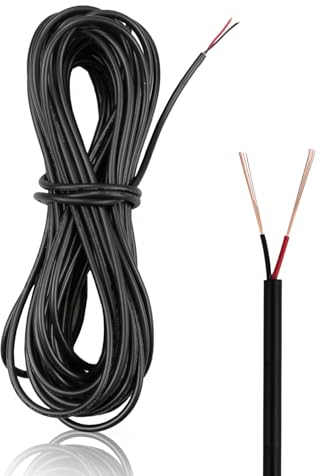 ZoZoMaiy 10M cavi elettrici 22 AWG cavo elettrico bipolare 300V fili elettrici in PVC Diametro 3,5 mm Nero Adatto per dispositivi a bassa potenza