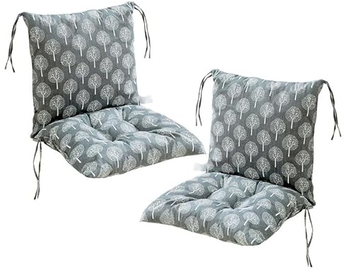AZVFLY 40X80cm 2 Stück Stuhlkissen mit Rückenteil Sitz, Rückenkissen mit Bänder, Niedriglehner Auflage Polsterauflage Gartenstuhl, Polsterauflage Auflage für Stühle/Bänke in Haus und Garten Sitzkisse