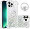 IMEIKONST iPhone 14 Pro Max Glitter Case with Diamonds Ring Kickstand, Liquid Sparkle Sequin Transparent for Girls Women Silicone TPU Bumper Shockproof Cover for iPhone 14 Pro Max. Love Silver YBZ