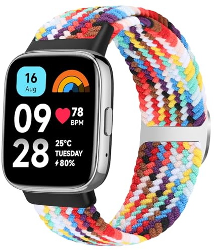 KIBDSNG Geflochtenes Armband Kompatibel mit Xiaomi Redmi Watch 3 Active Armband für Herren Damen, Elastisch Verstellbares Sport Ersatzarmbänder Nylon Uhrenarmband für Xiaomi Redmi Watch 3 Active