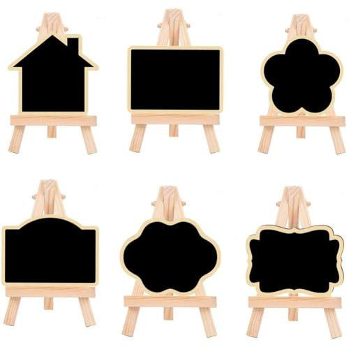 Haowul 6 Stück Mini-kreidetafel-schilder Staffelei-ständer, Kleine Kreidetafeln, Holz-tischkarten, Nachrichtentafel-schilder Für Hochzeiten, Geburtstage, Partys, Dekoration