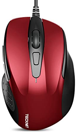 TECKNET Wired Mouse, 6400 DPI with 4 Adjustable DPI, 6-Button Optical Mouse, Ergonomic Design for Laptop, Chromebook, PC, Desktop, Mac, Notebook