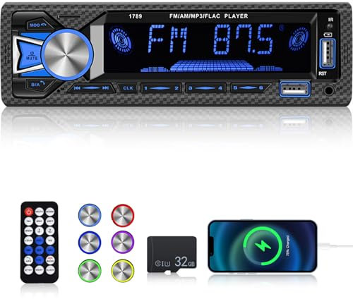 Autoradio 1 Din con doppio Bluetooth - Autoradio bluetooth con Radio FM, Ingresso USB/AUX/TF + Scheda TF 32G + Telecomando Wireless