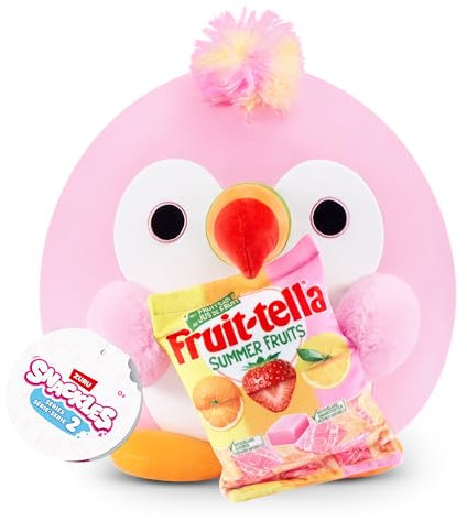 Snackles Serie 2 20 cm (Sally) von ZURU Kuschelig-weiches, beruhigendes, 20 cm großes Plüschspielzeug mit lizenziertem Snackmarken-Accessoire, Toucan, Fruit-Tella