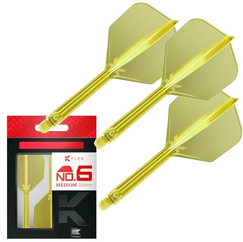 Target Darts K Flex Integrated Dart Flights and Shafts, Nr. 6 Gelb (Medium) | 3er Pack K-Flex - No6, Kflex All In One Moulded Dart Flight & Stem | Professionelles Dart Zubehör