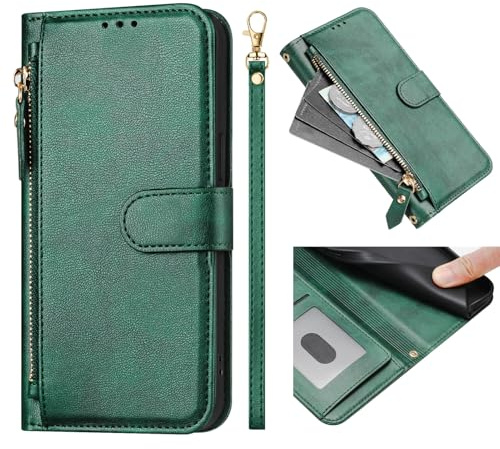 SHIEID Wallet Hülle Kompatibel mit Wiko T60/Cubot P80, Multifunktional Reißverschluss Leder Flip Schutzhülle, Flip Leder Handyhülle für Wiko T60/Cubot P80