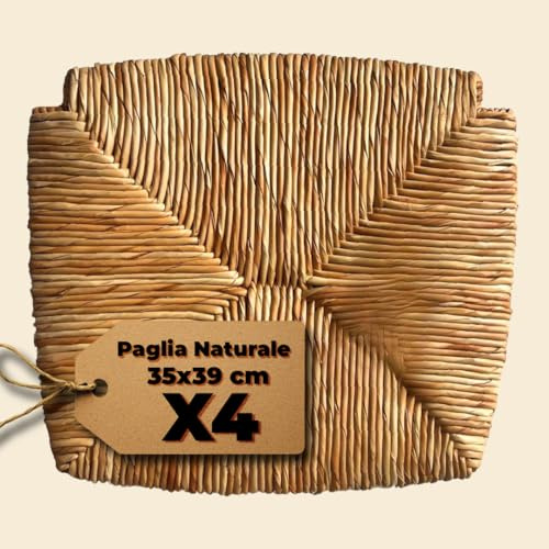 Generico Import Trade 1212 - Juego de 4 asientos de paja trenzada de repuesto para silla Venecia, asiento de repuesto para silla rústica de casa y restaurante, fondo marco, asiento resistente