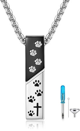 URONE Urnen-Halskette für Asche Sterlingsilber Halskette mit Hunde-/Katzen-Urnen-Anhänger Gedenkgeschenke Andenken Einäscherungsschmuck für Frauen