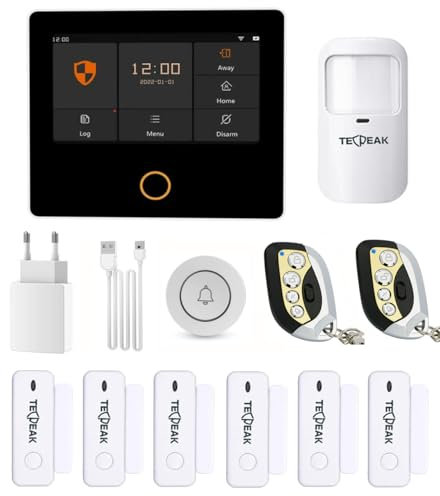 TECPEAK Drahtloses Hausalarmanlage, WLAN/GSM/4G mit Sirenensicherheit, bietet einen hocheffizienten Modus zum Schutz Ihres Hauses und Büros (S1)