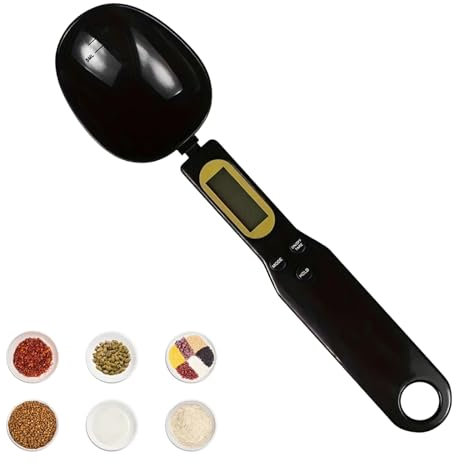 LCD Digital Measuring Spoon, Adjustable/Weighing/Electronic Measuring Spoon, Digital Scale Spoon with LCD Screen Display, Electronic Weighing Spoon for Kitchen Gadgets - 500g/0.1g Accuracy (Black)