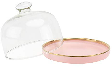 Amosfun Cubierta Transparente De Vidrio Para Tartas Bandeja Tapa Para Alimentos Juego De Placa De Cubierta De Cerámica