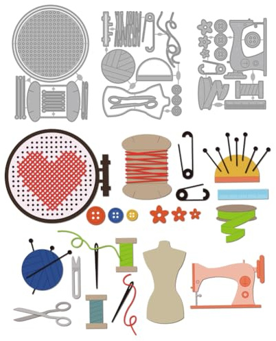 MAYJOYDIY Metall Stanzformen Mit Stickerei Motiv Stickbrettrahmen Stanzungen Schablonenstifte Nähmaschine Prägeschablone Für Kartenherstellung DIY Scrapbooking Basteln Papier Albumdekoration