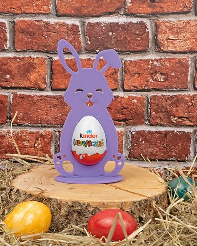 maxx.onLine Osterhase für Kinder Überraschungsei mit Schlappohr und süßem Lächeln, Osterhasen Deko, kleines Ostergeschenk für Kinder & Erwachsene, Ü-Ei Halter, Osterhasen mit schönen Farben (lila)