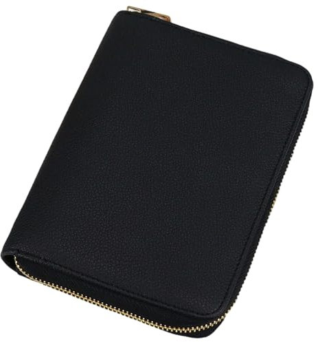 A7 Binder Wallet, PU Leder Budget Binder Planer Organizer mit Reißverschluss, 6 Ringe nachfüllbarer Budgetplaner mit Abteil für Frauen Männer