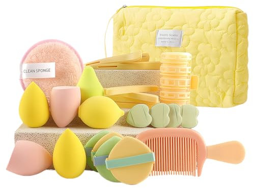 Cosmetic Tool Set, Foundation Blender Makeup Sponge Kit, Zipper Travel Bag, Beginner Beauty Lightweight Accessories Set for Daughter, Mom, Wife, Home Vanity, School, Work
