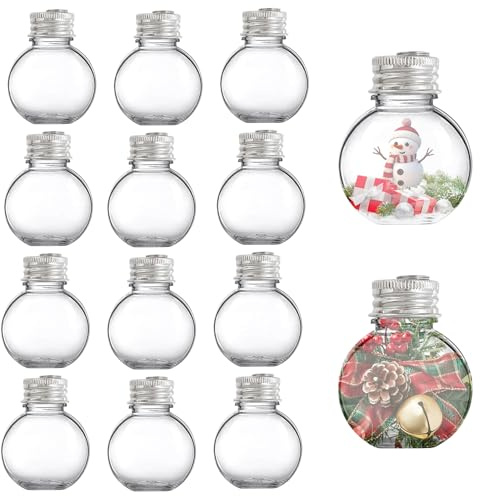 12 Stück Durchsichtige Weihnachtskugeln Plastik Weihnachtsbaumkugeln Befüllbare Kunststoffkugeln 50ml DIY Weihnachts Ornamente Für Weihnachten Halloween Geburtstag Decoration (Clear-B)