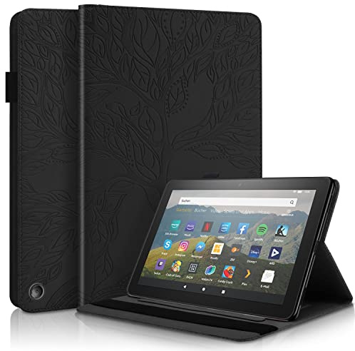 ADVDJBV Tablet-Hülle for Feuer. HD 8 & Plus Tablet10th Generation, 2020 Release Pu. Ledertasche Flip Brieftasche Schutzabdeckung Baum des Lebens Tablet Case Karten Slot Pc. Abdeckung(Black)