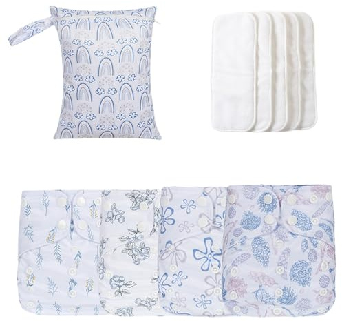 Waschbare Windeln - sanfte Säuglings -Stoffwindeln, flexible Pads | Nachhaltige wiederverwendbare Abdeckpackung, absorbierende Einsätze Aufbewahrungsbeutel für Kinder Jugendliche Mädchen Krippenausflü