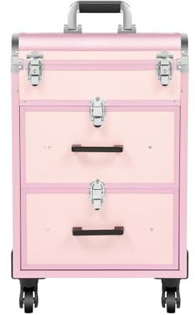 Schminkstation Schminktisch mit 4 Rollen Schminkkoffer Make-up Koffer Trolley,Trolley Schminkkoffer,DREI-Gang-Teleskop-Zugstange, Vier Universalräder,Verstärkungsecken,für die Lagerung von Werkzeugen