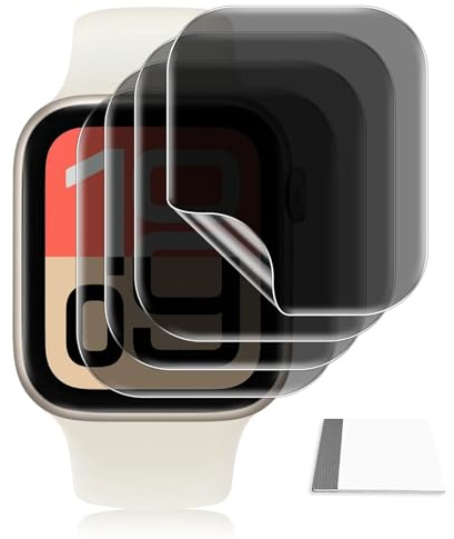 Paovkoi 4 Pezzi Privacy Pellicola per Apple Watch SE3/SE2/SE/Series 6/5/4 40mm, Pellicole Protettive Sensibile al Tatto, Senza Bolle, Sensibile ai Graffi TPU Film con Anti-peep per iWatch