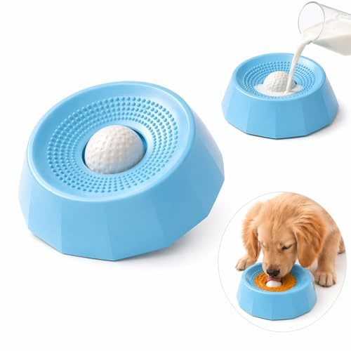 LETTO & TAILOR Palla da traino per cani con sfera girevole e ventosa – giocattolo antiscivolo per cani per docce e allenamento – Slow Feeder Cane per la pulizia della lingua & calma – Blu