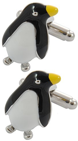 Manschettenknöpfe Herren Schwarz - Mit Box - Pinguin | Langlebiges Messing - Schwarz Weiß Farben - Tier Vogel Antarktis Winter - Ein Paar