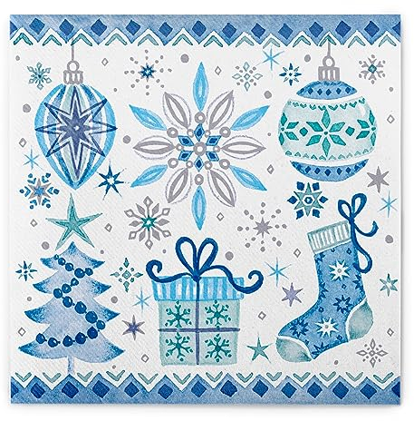 Sovie HOME Serviette Jolina in Blau aus Linclass® Airlaid, Einweg Weihnachtsserviette stoffähnlich, ideal für Advents- & Weihnachtsfeiern, 40 x 40 cm, 12 Stück