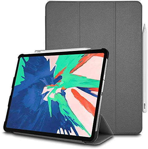 TECHGEAR Hülle für iPad Pro 11 2018, [Bleistift-kompatibel] Smart Schlanke Trifold Stand Schutzhülle mit Eckenschutz [Automatische Ruhe/Aufwachfunktion] für iPad Pro 11 Zoll 2018 NUR - Grau