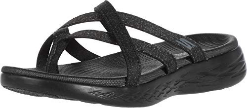 Skechers Femme on-The-go 600 Sandales Bout Ouvert, Noir (Black/Gray Textile Bkgy), 39 EU