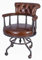 Englischer Chesterfield Bürostuhl „Hemingway“ aus Echtleder (Vintage Cigar) – Drehstuhl mit robustem Metallgestell auf Rollen – Retro Industrie-Design, Exklusiver Klassiker für Homeoffice & Büro