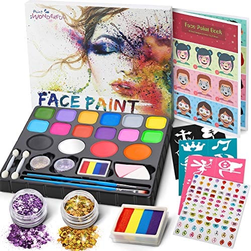 Jojoin Kinderschminke Set - Schminke Kinder 16 Farben Größere Kapazität Grundfarben Split Cake - Faschingsschminke Theaterschminke Karnevalsschminke - Halloween Fasching Karneval Schmink Kinder