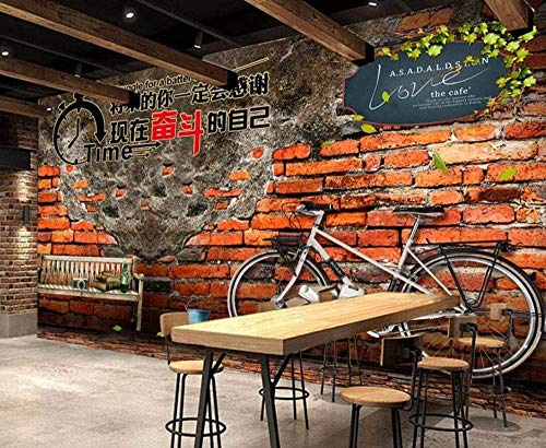 XiuTaiLtd Tapete 3D Fototapete 3D Effekt Wandbilder Retro Jugend Fahrrad Ziegelmauer Seidetapete Wandtapete 3D Wandbild XXL Wohnzimmer Tapeten Wanddeko-450x315 CM