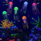 Lpraer Mangsen 6 Stück leuchtende Quallen schwimmende Aquarium-Dekorationen mit Leuchteffekt aus Silikon Simulation Quallen Ornament Aquarium Dekorationen (6 Farben)
