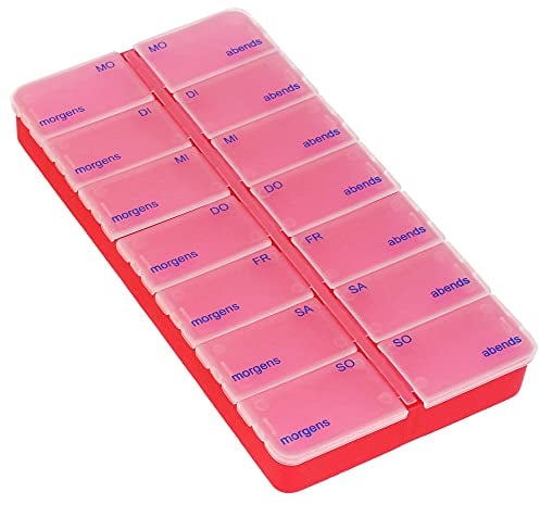 com-four® Medikamentendosierer - Medikamenten-Box für 7 Tage - je 2 Fächer - Pillendose - Pillenbox - Tablettenbox - Wochendosierer zur Aufbewahrung