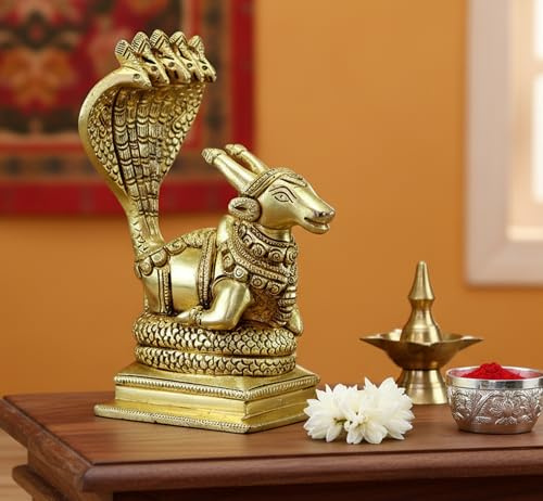 eSplanade Sheshnag Nandi Statue Pooja Idols aus Messing, Heimdekoration, Höhe 15,2 cm