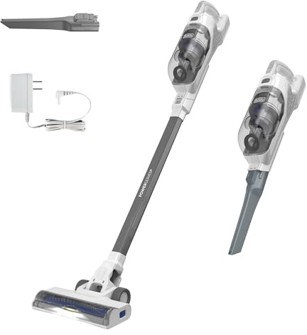 BLACK+DECKER POWERSERIES 16V MAX Stick Vacuum Cordless Rechargeable with LED Lights,Portable Vacuum Cordless, Lightweight, Anti-Tangle, Self-Standing, Multi-Surface, White (BHFEA420J)