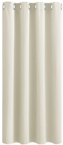 PONY DANCE Blickdichte Vorhänge mit Ösen - Thermovorhang gegen Kälte und Hitze Abdunkelnde Gardinen Wohnzimmer Modern Ösenvorhang Verdunkelung, 1 Stück H 180 x B 140 cm, Hellbeige