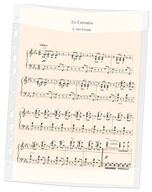 Office Box - Pochettes pour partitions musicales - Dossier musical - A4 - Noir - Professionnel - 10 poches - Multi-perforations spéciales - Résistant et durable