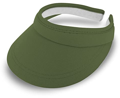 fiebig Visor | Schattenspender für das Gesicht | Clipvisor in One Size | In vielen Farben aus 100% Baumwolle | Sommerkappe mit Frotteeband Innenfutter | Sonnenschutz Schirmcap (Oliv)