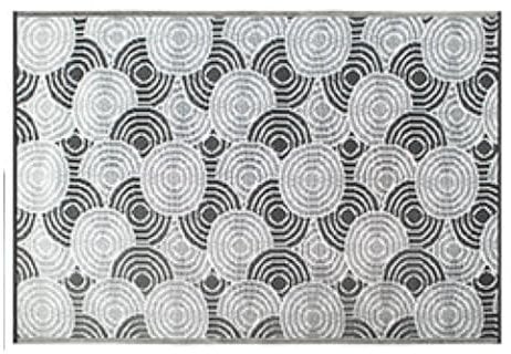 Straw Mats Beach Mat Patio Garden Mat Large Indoor Outdoor Rugs Lightweight Waterproof- Patios and Decking Mat - Black & White Modern Circle Design - 180cm x 120cm