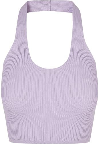 Urban Classics Damen Ladies Rib Knit Crossed Neckholder Top T-Shirt, Lilac, 3XL