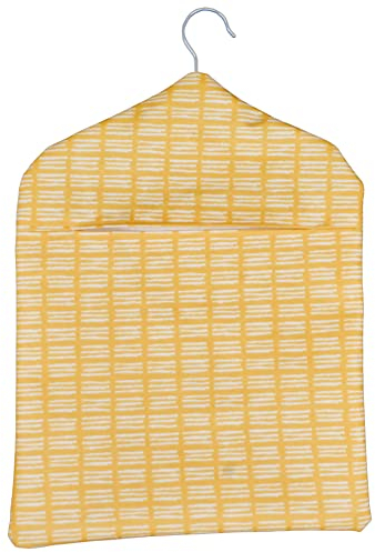 Jolee Fabrics Premium Oilcloth Peg Bags with Wooden Hanger - Large Waterproof Peg Bag, Clothes Clip Storage Perfect for Any Washing Line(Ditto Ochre Yellow)
