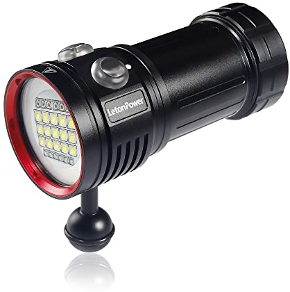 Tauchlampe,LetonPower L15 10000Lumens Taschenlampe tauchen,Unterwasser 100m tauchlampe,Unterwasser Taschenlampe, Unterwasser videoleuchte, mit Typ-C Aufladung für professionelle Unterwasser Sport
