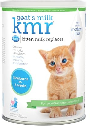 PetAg Goat’s Milk KMR Kitten Milk Replacer Powder - 12 oz - Powdered Kitten Formula with Prebiotics, Probiotics & Vitamins for Kittens Newborn to Six Weeks Old - Easy to Digest
