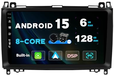 SXAUTO Android 13 - [6G+128G] - IPS Autoradio Passt für Benz W169 W245 B160 B170 B180 B200 W639 Vito Viano W906 Sprinter - Wireless Carplay/Android Auto/DSP - Kamera + MIC - DAB SWC WiFi -2 Din 9 Zoll