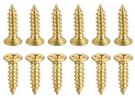 DTGN M2x8mm(DxL) Brass Phillips Wood Screws - 25Pack - Good for Wood Crafts, Furniture - Countersunk Head Self-Tapping Screw - Brass Tone