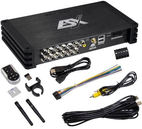 ESX QE812SP - Digitaler 12-Kanal HIGH-END Dual Core DSP mit 8 x IN und 12 x Out | integrier. BT 5.0 für Audio-Steaming und APP Steuerung und integr. Digitaler Full HD Audio Player