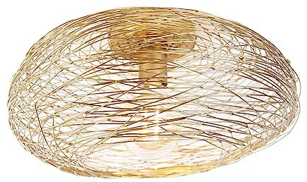 Qazqa - Design Smarte Deckenleuchte I Deckenlampe I Lampe I Leuchte Gold I Messing oval inkl. WiFi G95 - Sarella Dimmer I Dimmbar I Wohnzimmer I Schlafzimmer - Stahl Rund - LED geeignet E27