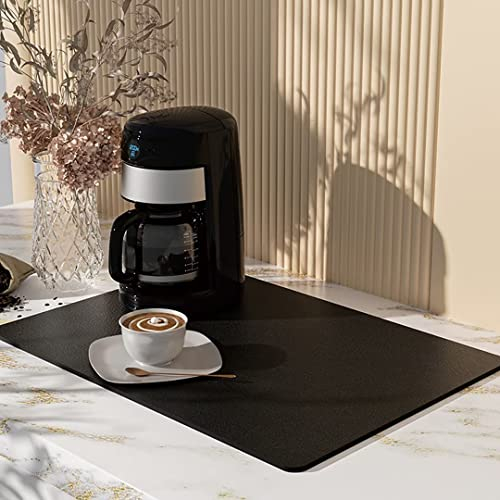 Super Absorbent Draining Mat for Kitchen Counter - Quick Dry, Anti Slip, Coffee Machine Mat - Black, 40*60cm