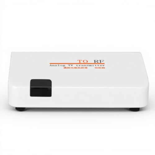 Annadue RF Modulator Koax Konverter, zu RF Koaxial Konverter Adapterbox Analoger TV Empfänger Adapter mit Fernbedienung für DVD, Spiel, Set Top Box, Alter Fernseher Usw (EU-Stecker)